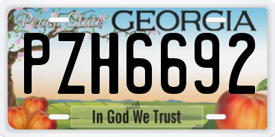 GA license plate PZH6692