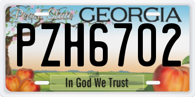 GA license plate PZH6702