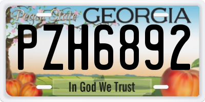 GA license plate PZH6892