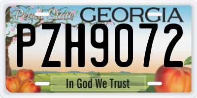 GA license plate PZH9072