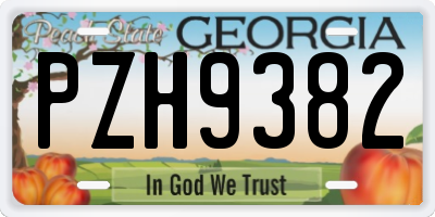 GA license plate PZH9382