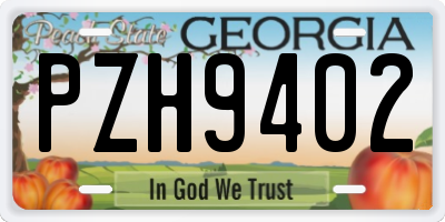 GA license plate PZH9402