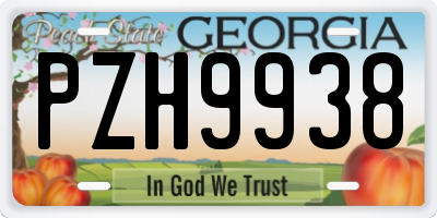 GA license plate PZH9938