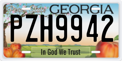 GA license plate PZH9942