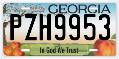 GA license plate PZH9953