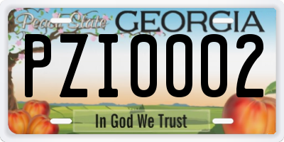 GA license plate PZI0002