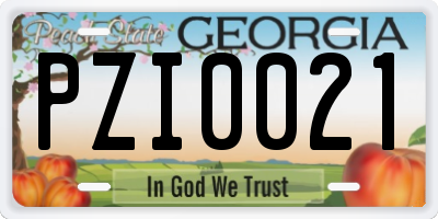 GA license plate PZI0021