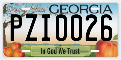 GA license plate PZI0026