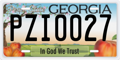 GA license plate PZI0027