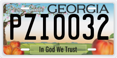 GA license plate PZI0032