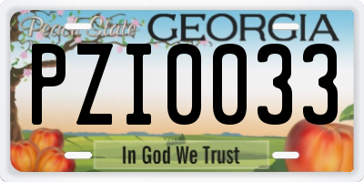 GA license plate PZI0033