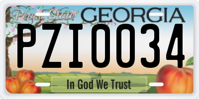GA license plate PZI0034