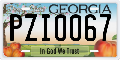 GA license plate PZI0067