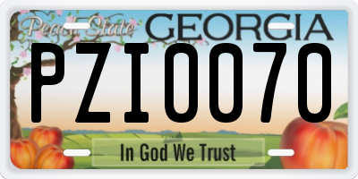 GA license plate PZI0070