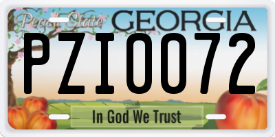 GA license plate PZI0072