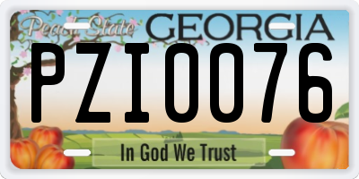 GA license plate PZI0076