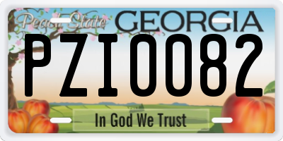 GA license plate PZI0082