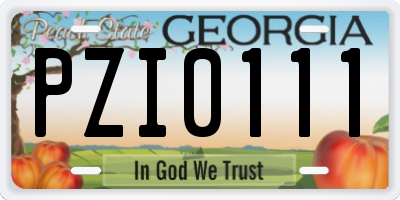GA license plate PZI0111