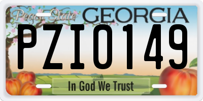 GA license plate PZI0149