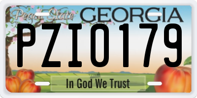 GA license plate PZI0179