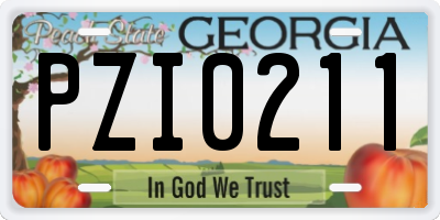 GA license plate PZI0211