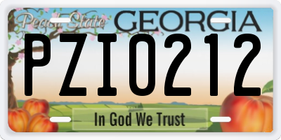 GA license plate PZI0212