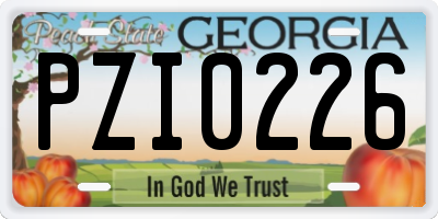 GA license plate PZI0226