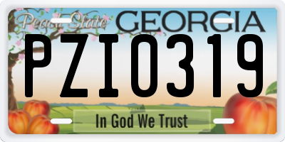 GA license plate PZI0319