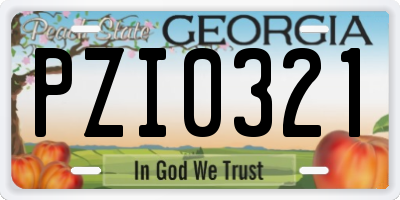 GA license plate PZI0321