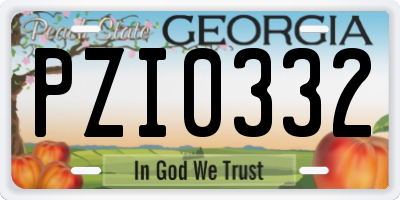 GA license plate PZI0332
