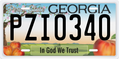 GA license plate PZI0340
