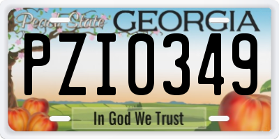 GA license plate PZI0349