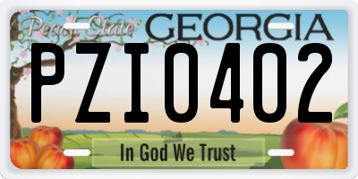 GA license plate PZI0402