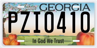 GA license plate PZI0410