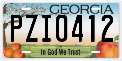 GA license plate PZI0412