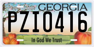 GA license plate PZI0416