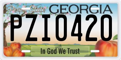 GA license plate PZI0420
