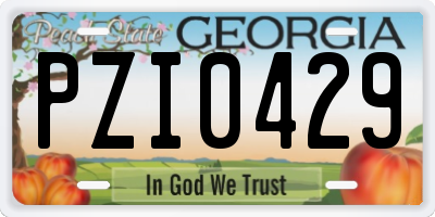 GA license plate PZI0429