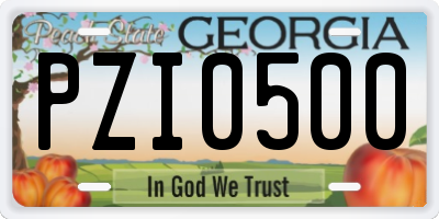 GA license plate PZI0500