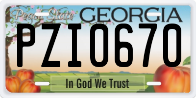 GA license plate PZI0670
