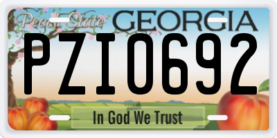 GA license plate PZI0692