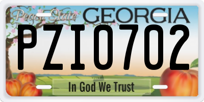 GA license plate PZI0702