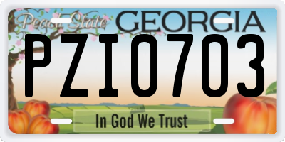 GA license plate PZI0703