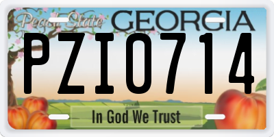 GA license plate PZI0714