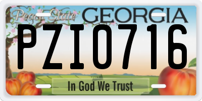 GA license plate PZI0716