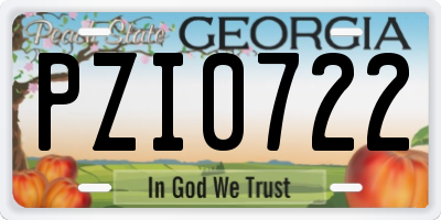 GA license plate PZI0722