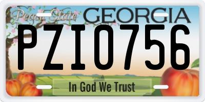 GA license plate PZI0756