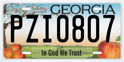 GA license plate PZI0807