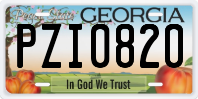 GA license plate PZI0820