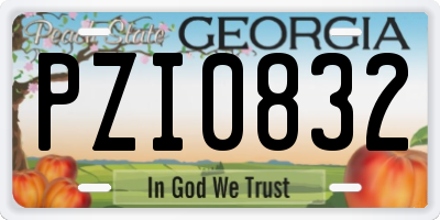 GA license plate PZI0832